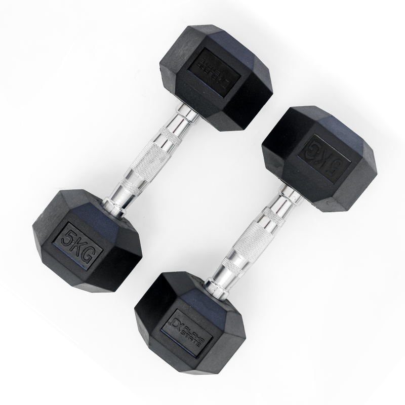 Hexagon Rubber Dumbbells