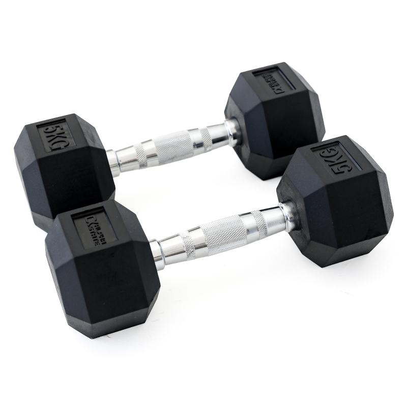 Hexagon Rubber Dumbbells