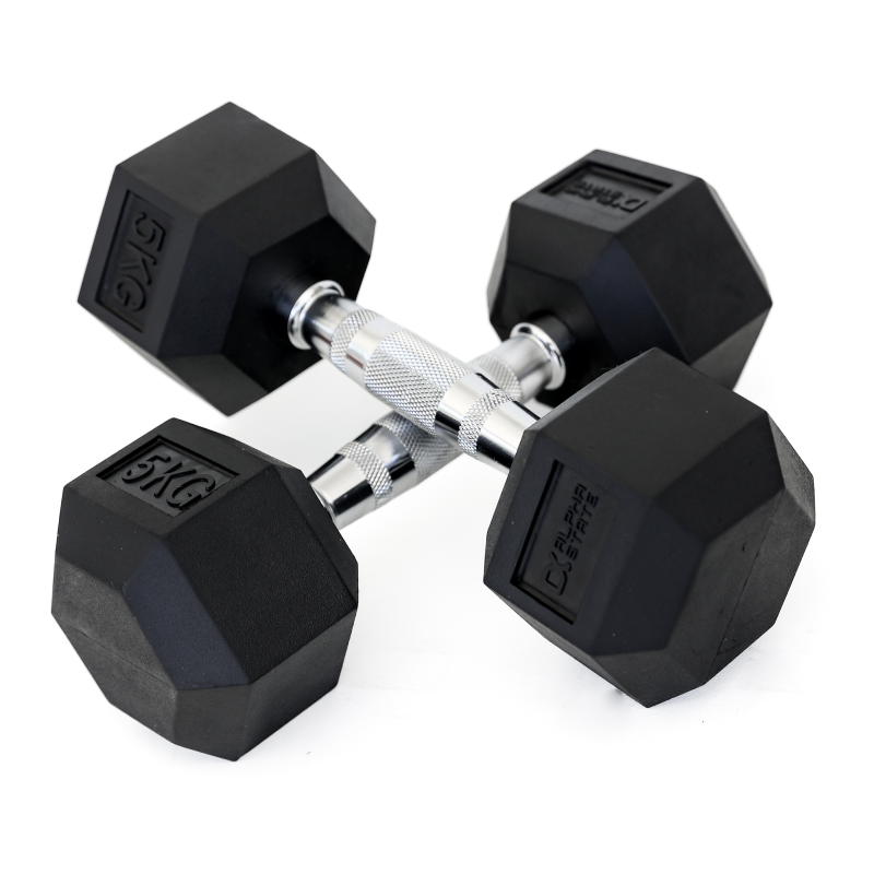 Hexagon Rubber Dumbbells