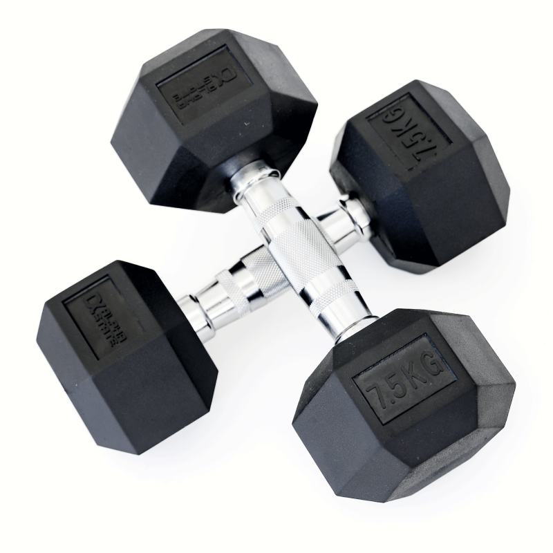 Hexagon Rubber Dumbbells